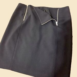 Black Mini-Skirt with Exposed Front Double-Zipper Details